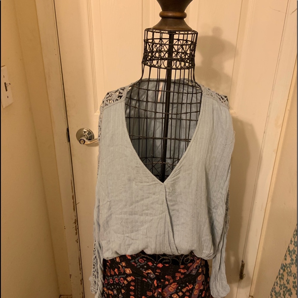 Free People Faux Wrap Blouse